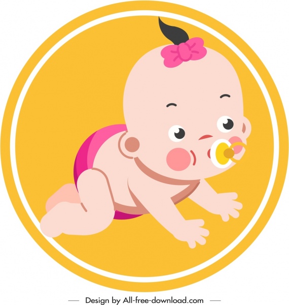 570x600 Infant Baby Icon Crawling Gesture Cute Cartoon Sketch Free Vector