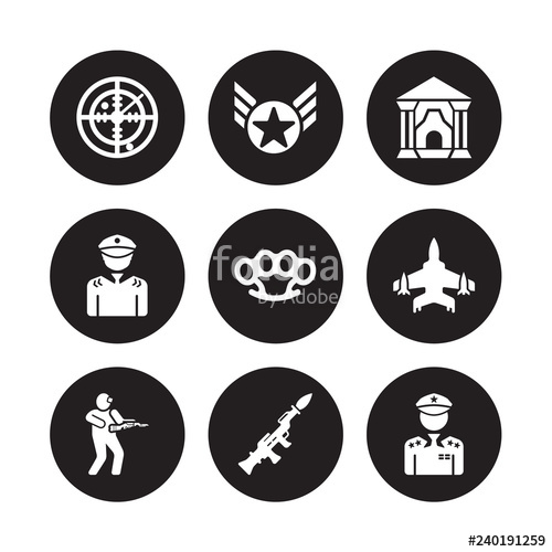 500x500 Vector Icon Set Militar Radar, In, Infantry, Jet, Knuckle