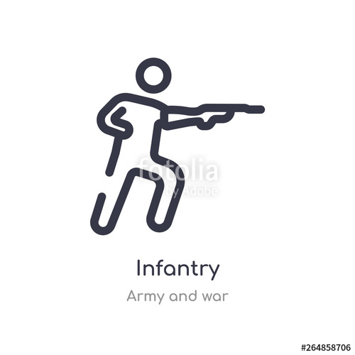 500x500 Infantry Outline Icon Isolated Line Vector Illustration From Army