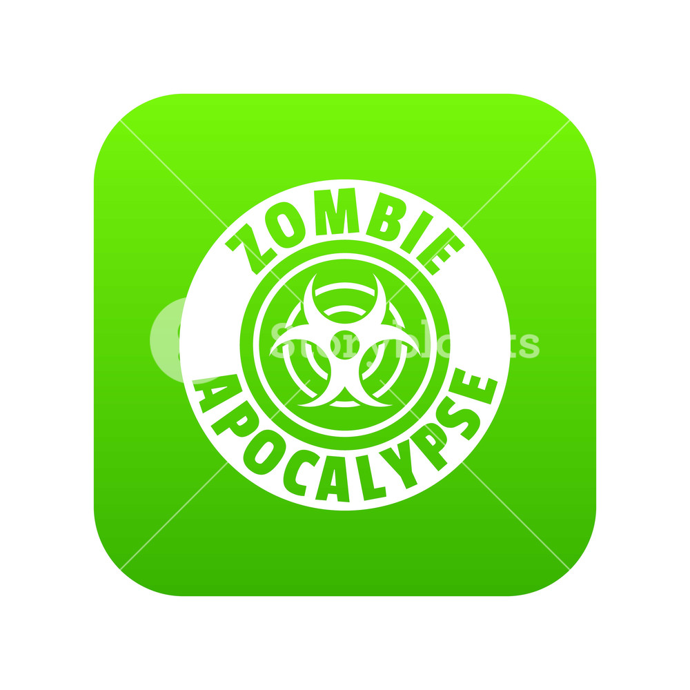 1000x1000 Zombie Infection Icon Green Vector Isolated On White Background
