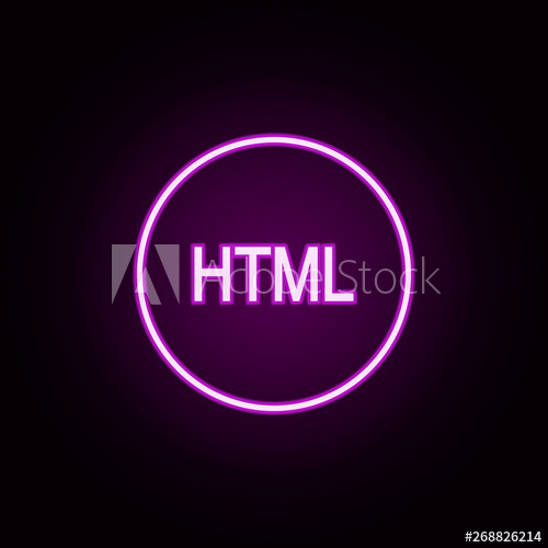500x500 Html Neon Icon Elements Of Online And Web Set Simple Icon