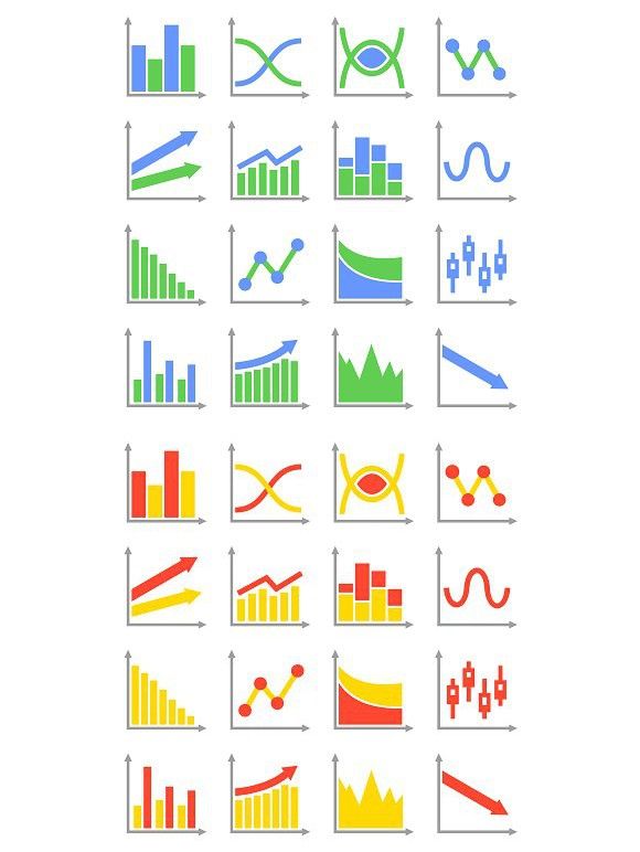 580x772 Diagrams And Graphs Icons Set