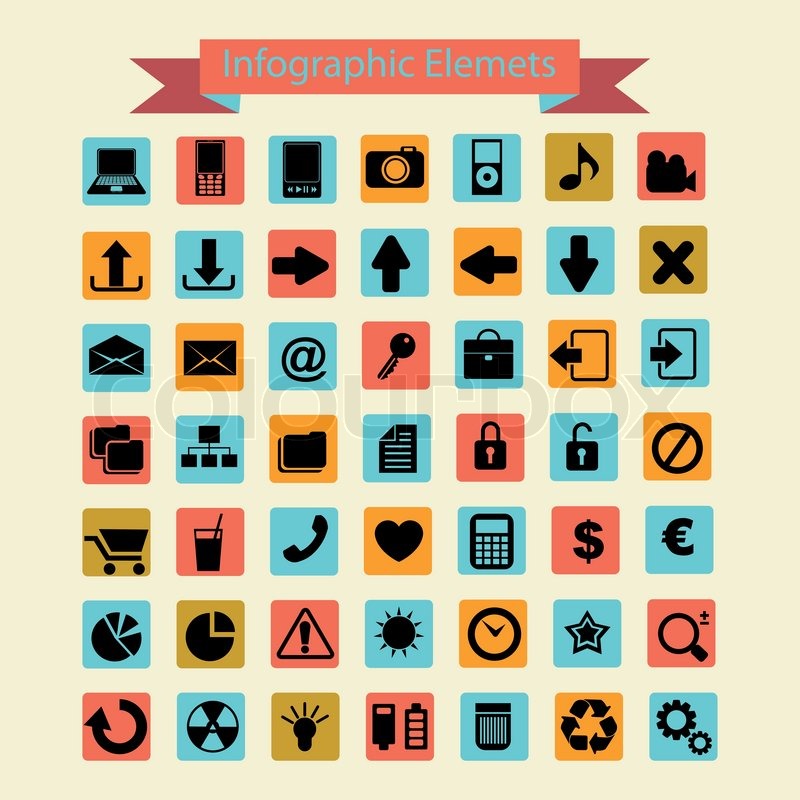 800x800 Infographics Icons Collection Stock Vector Colourbox