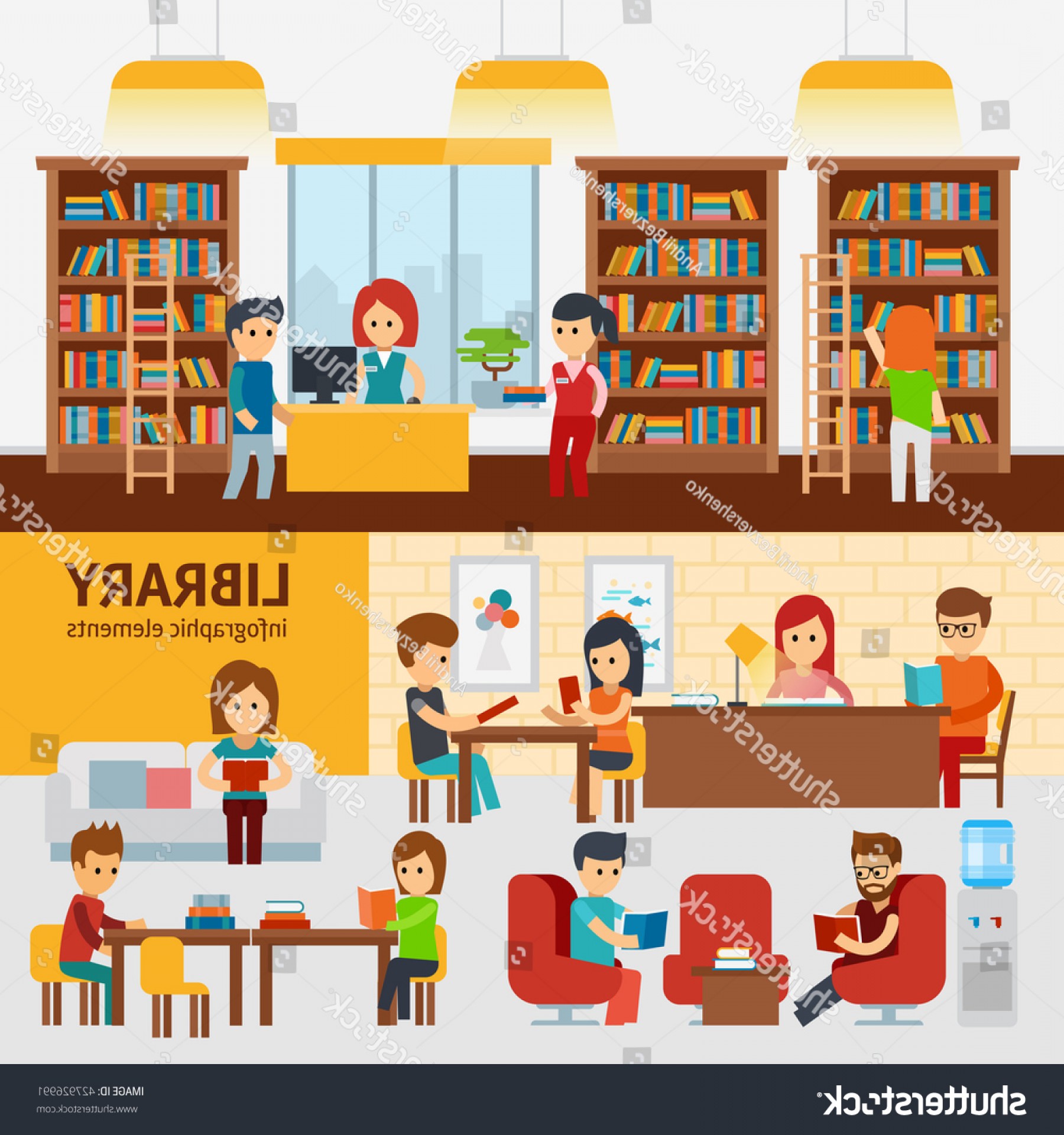 1800x1920 Library Interior People Reading Books Infographic Soidergi