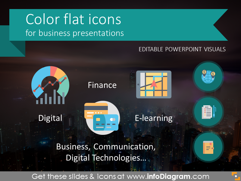 800x600 Flat Icons Library Multicolor Infographic Powerpoint