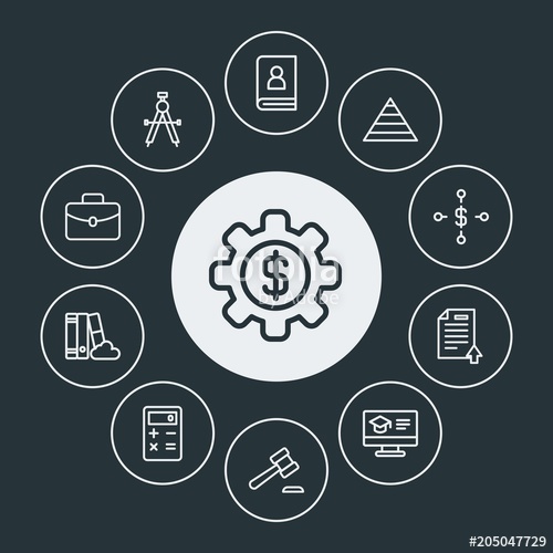 500x500 Business, Education Infographic Circle Outline Icons Set Contains