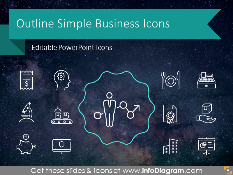 800x600 Outline Ppt Business Icons Library For Modern Powerpoint
