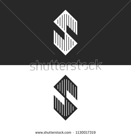 450x470 Hexagon Shape Letter S Logo Linear Angular Symbol, Modern Striped