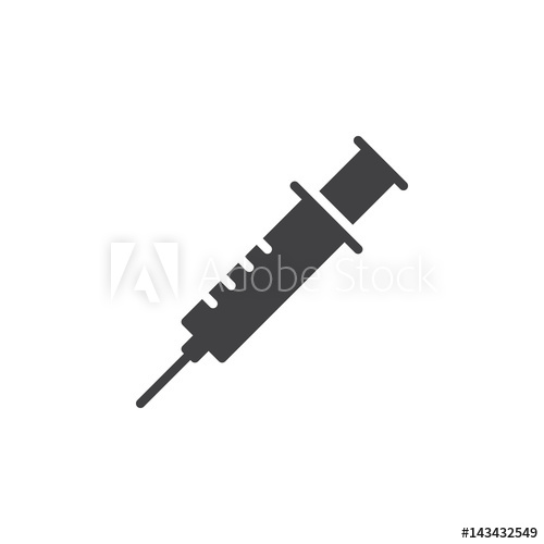 500x500 Syringe, Injection Icon Vector, Filled Flat Sign, Solid Pictogram