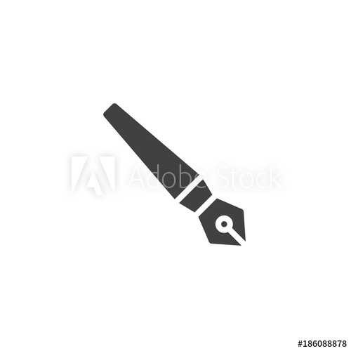500x500 Fountain Ink Pen Icon Vector, Filled Flat Sign, Solid Pictogram
