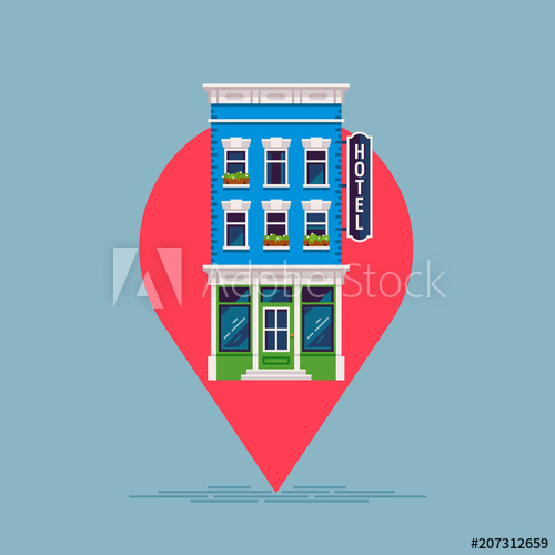 500x500 Hotel Search Concept Inn Icon Modern Vector Pictogram