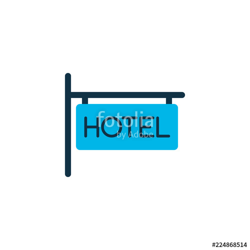 500x500 Hotel Sign Icon Colored Symbol Premium Quality Isolated Inn