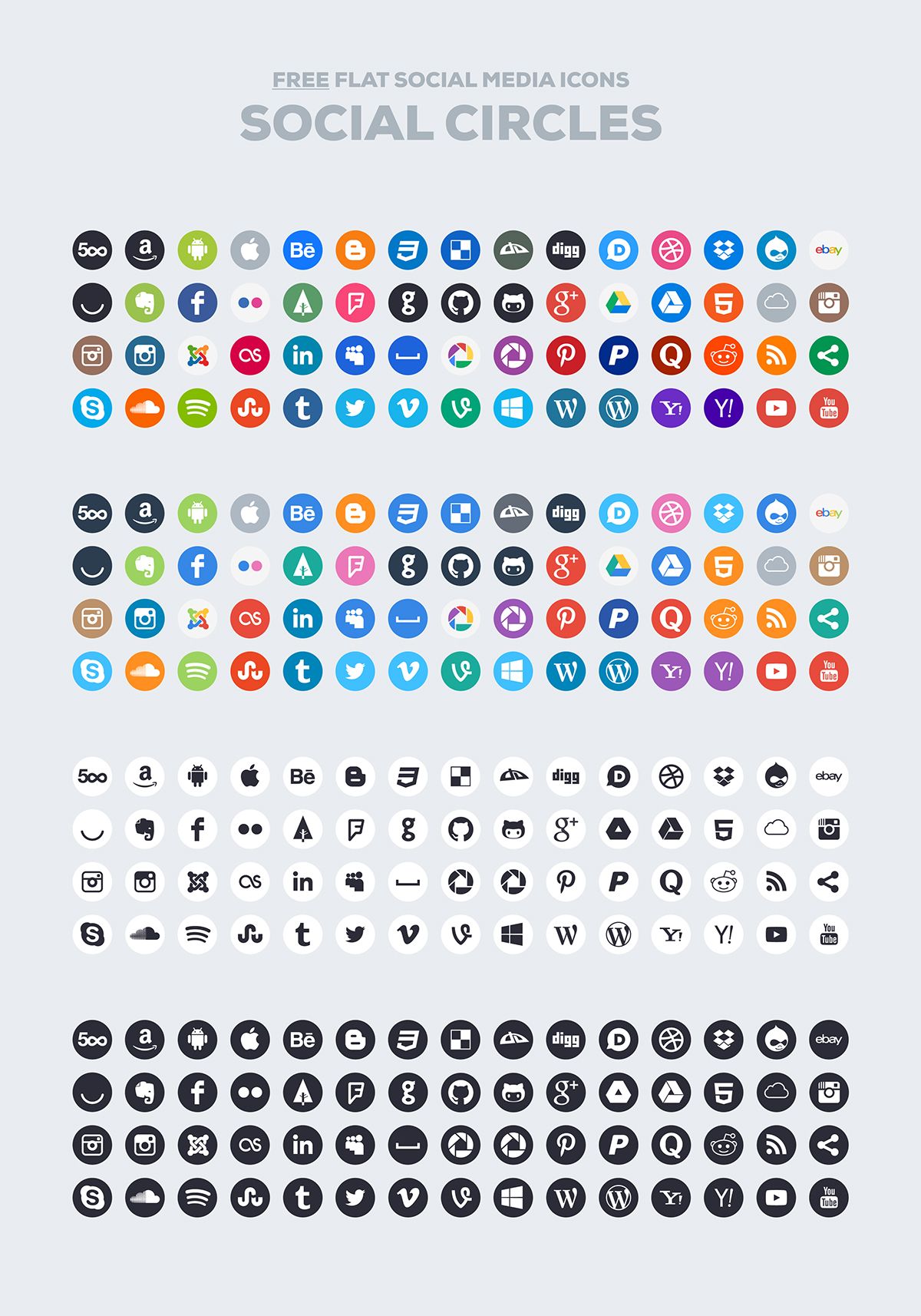 Free Social Circle Icons On Behance Social Media 1200x1714 Free Social Circle Icons On Behance Social Media