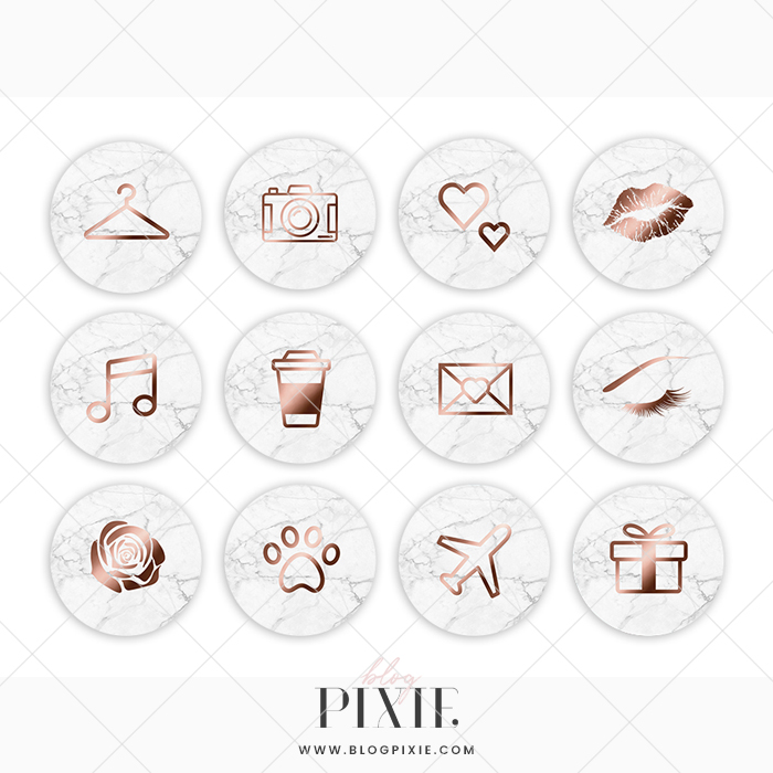 Rose Gold Marble Instagram Story Icons 700x700 Rose Gold Marble Instagram Story Icons