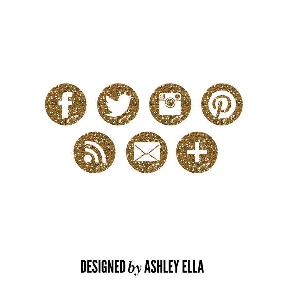 570x570 Gold Glitter Popular Social Media Icons For A Blog