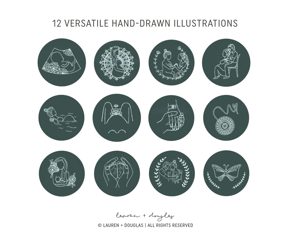 1000x800 Green, Instagram Story Highlight Covers, Set Of Icon Designs