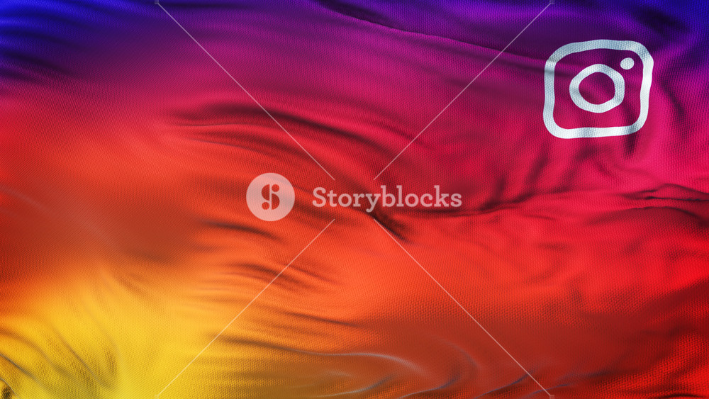 1000x563 Instagram Icon Waving Flag Background Right Corner Royalty Free
