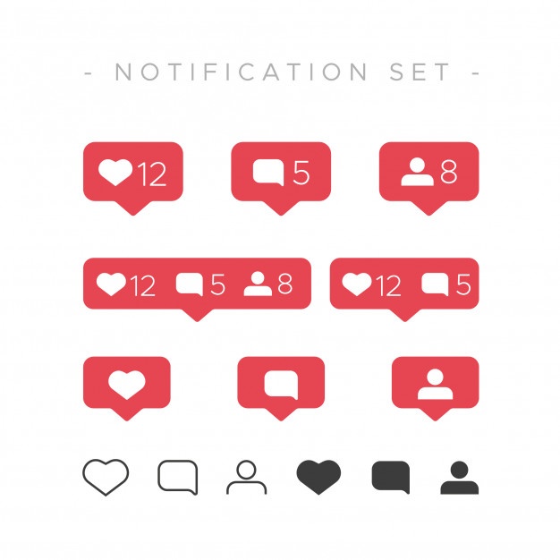 626x626 Instagram Like Notification Set Vector Free Download