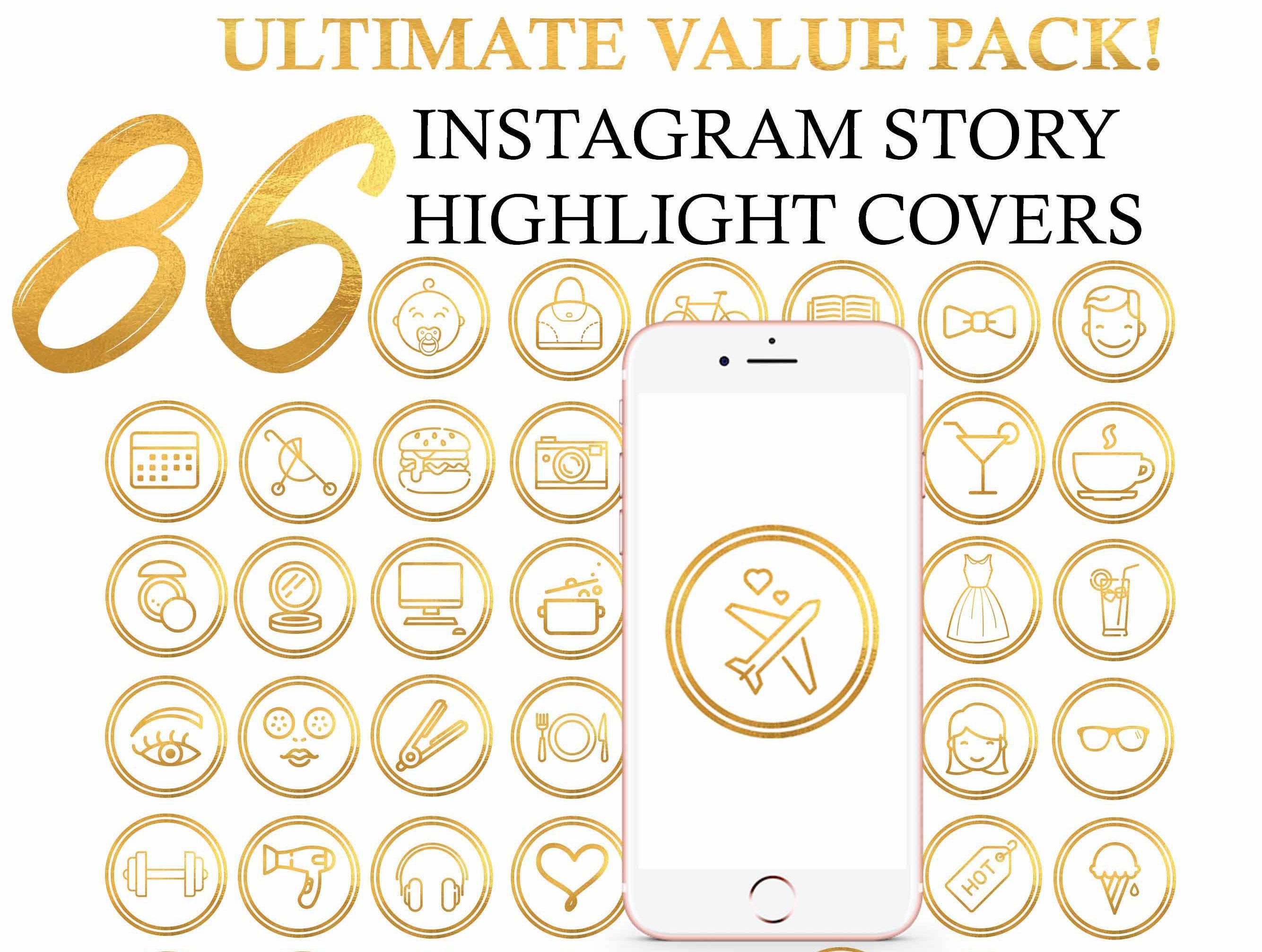 2669x2014 Set Instagram Story Highlight Icon Covers Gold And White