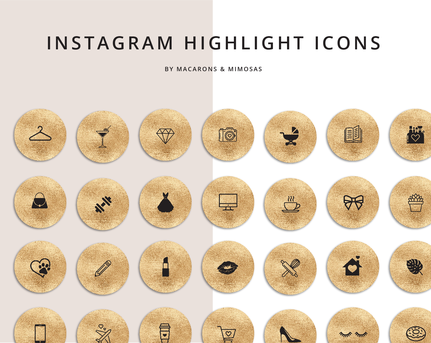 1500x1195 Gold Instagram Story Highlights Icons Macarons And Mimosas
