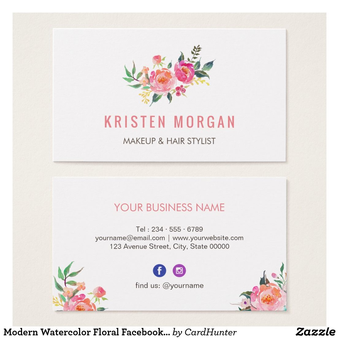 1106x1106 Modern Watercolor Floral Facebook Instagram Icon Business Card
