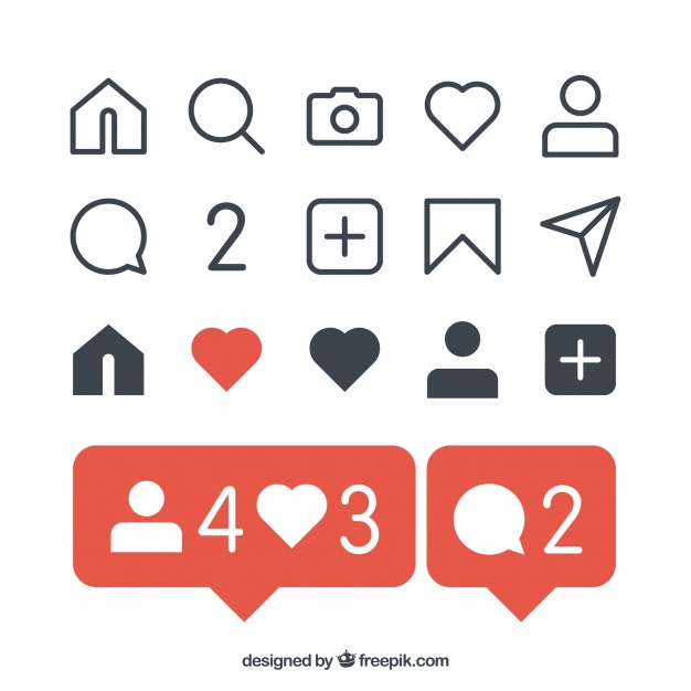 626x626 Flat Instagram Icons And Notifications Set Vector Free Download