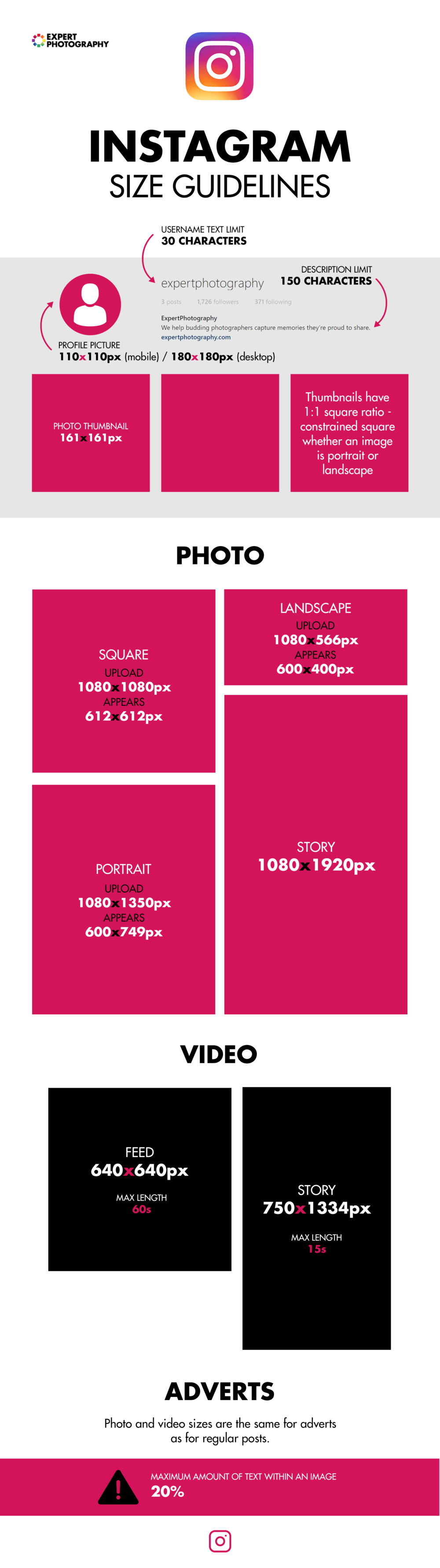 Instagram Profile Picture Size Guide Free Template! 1000x3565 Instagram Profile Picture Size Guide Free Template!