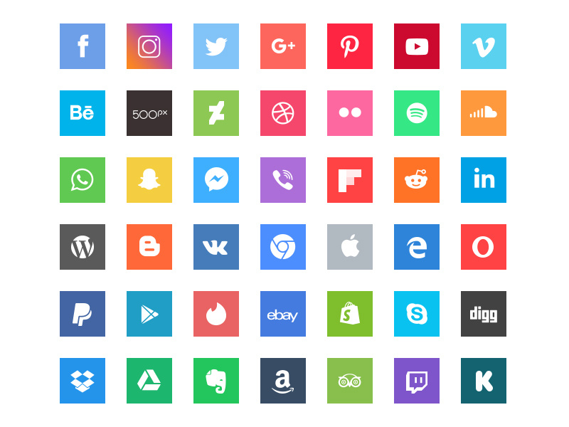 800x600 Free Square Social Icons