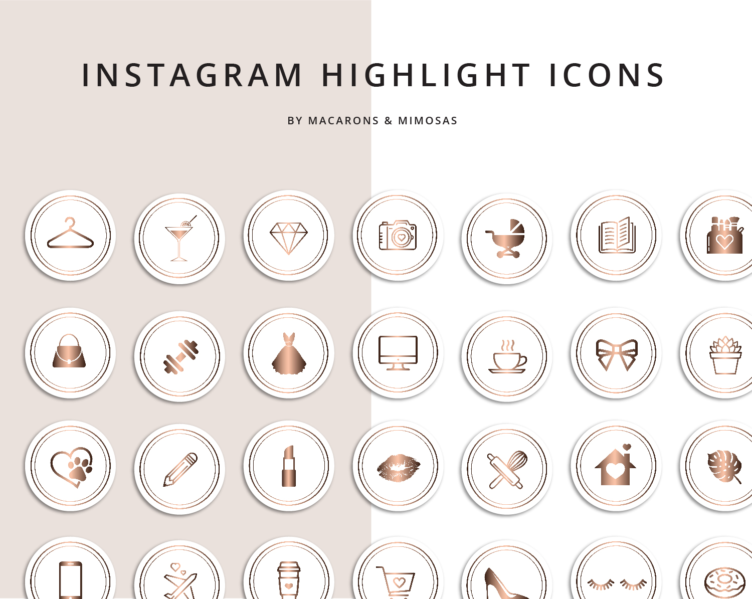 1500x1195 Rose Gold Instagram Story Highlights Icons Macarons And Mimosas