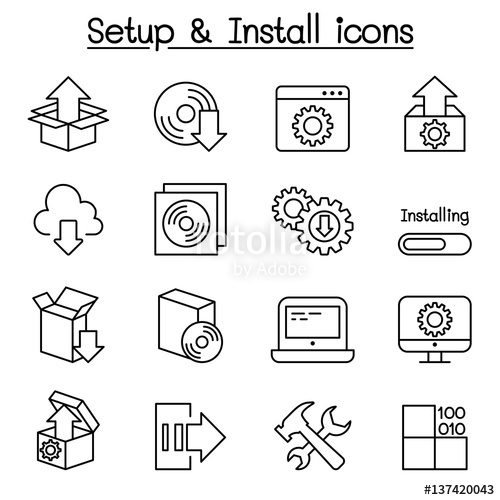 500x500 Setup, Configuration, Maintenance Installation Icon Set In Thin