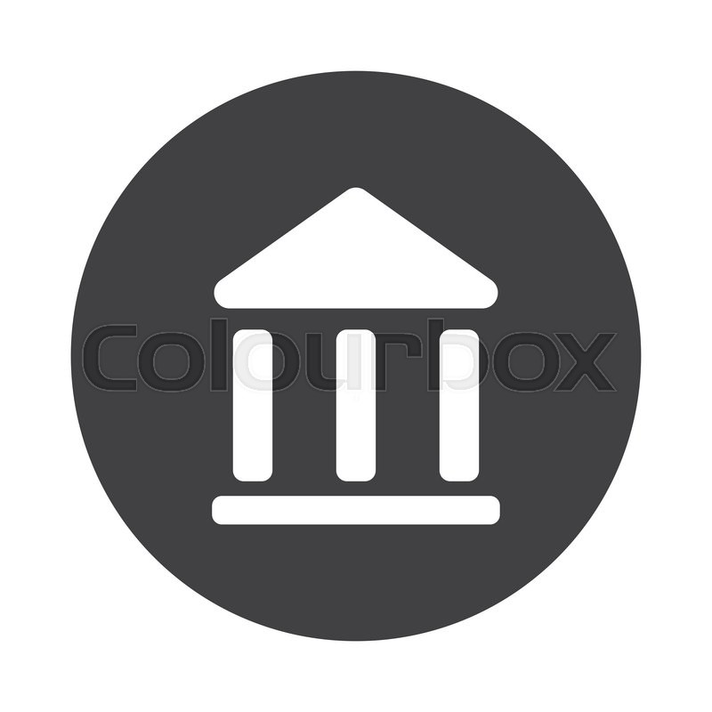 800x800 White Institution Icon On Black Button Stock Vector Colourbox