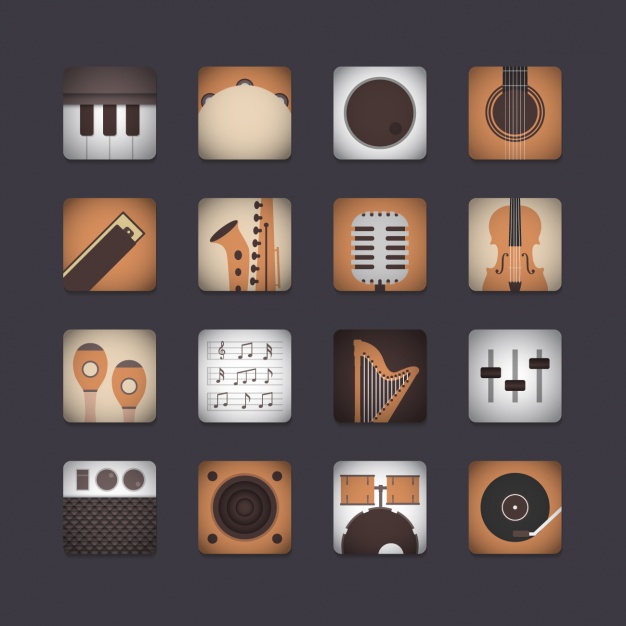 626x626 Musical Instrument Icon Collection Vector Free Download