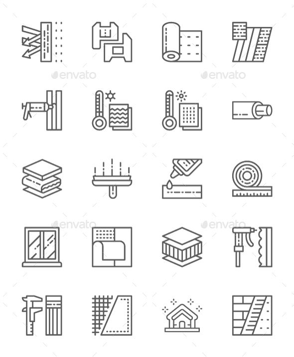 590x716 Set Of Insulation Line Icons Pack Of Pixel Icons Fully