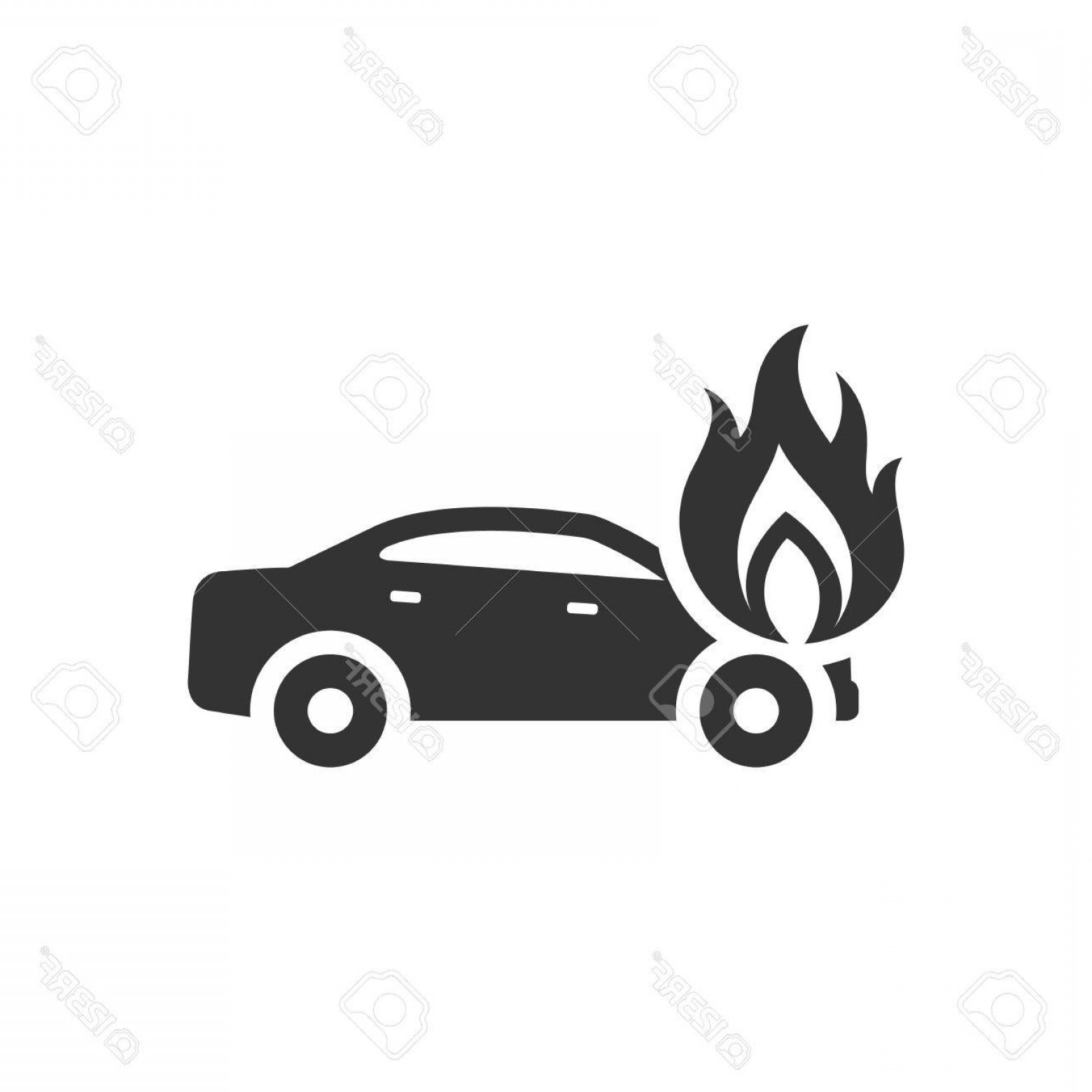 1560x1560 Photostock Vector Car On Fire Icon In Single Color Automotive