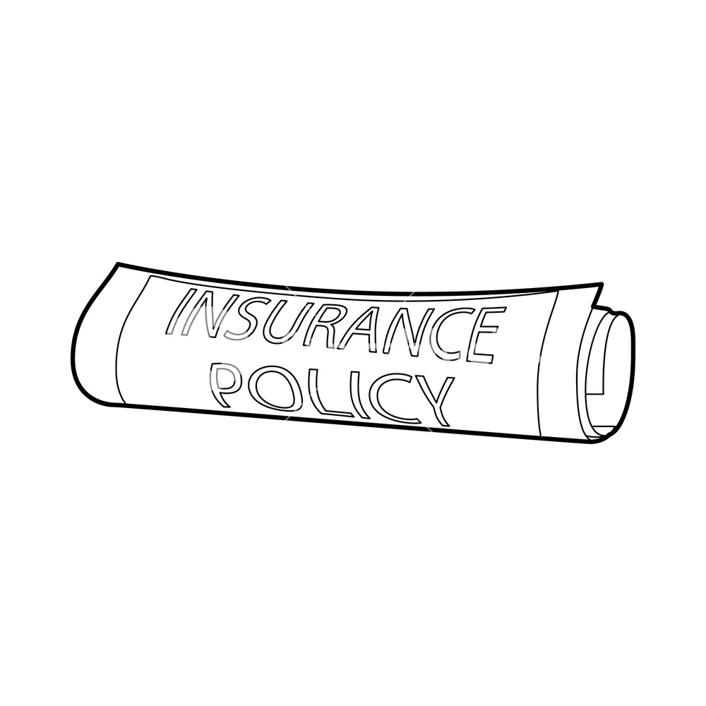 1000x1000 Insurance Policy Icon In Outline Style On A White Background