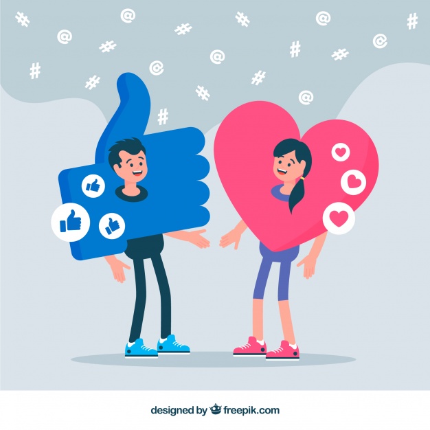 626x626 Facebook Interaction Background With Icon Costumes Vector Free