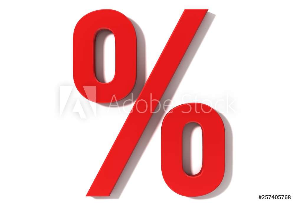1000x692 Photo Art Print Percent Sign Percentage Red Interest Rate Icon