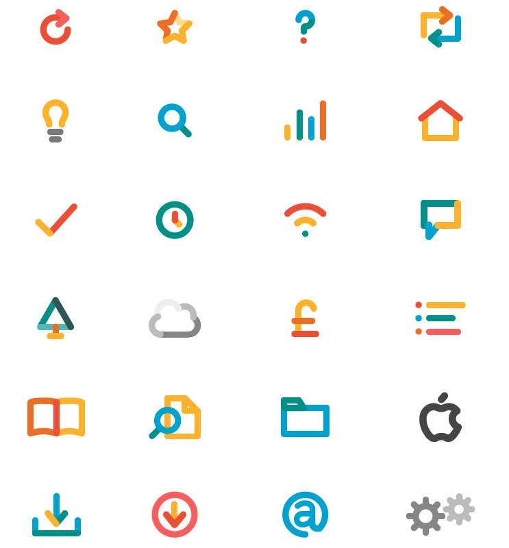 743x800 Childish, Bouncy, Soft Icons Interesting Use Of Consistent Colour