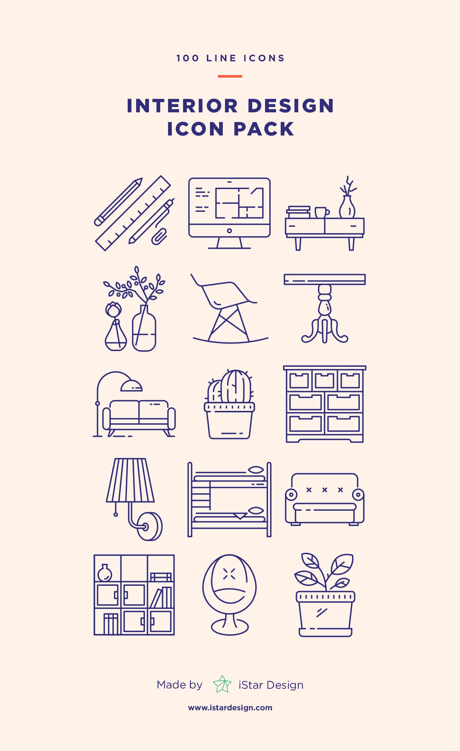 1470x2400 Interior Design Icons Set Made