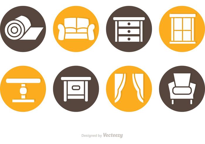 700x490 Circlular Home Interior Icon Vectors