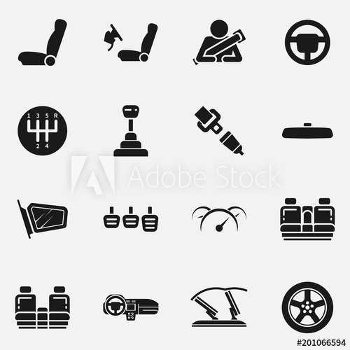 500x500 Set Of Car Interior Details Vector Icon Includes Seats, Back