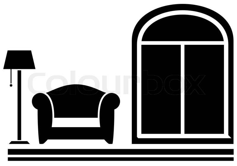 800x559 Black Interior Icon With Armchair, Stock Vector Colourbox
