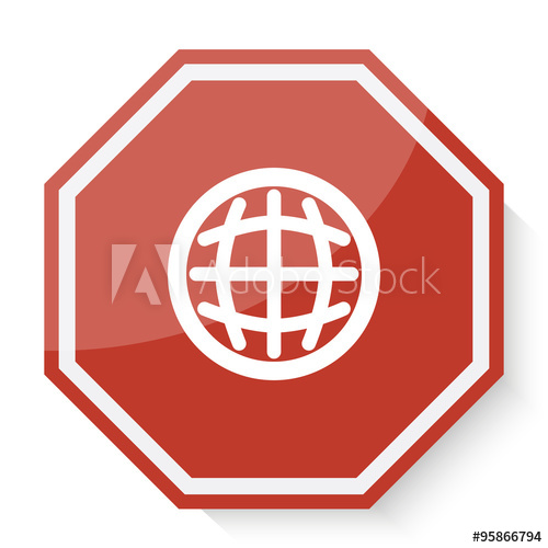500x500 White International Icon On Red Stop Sign Web App