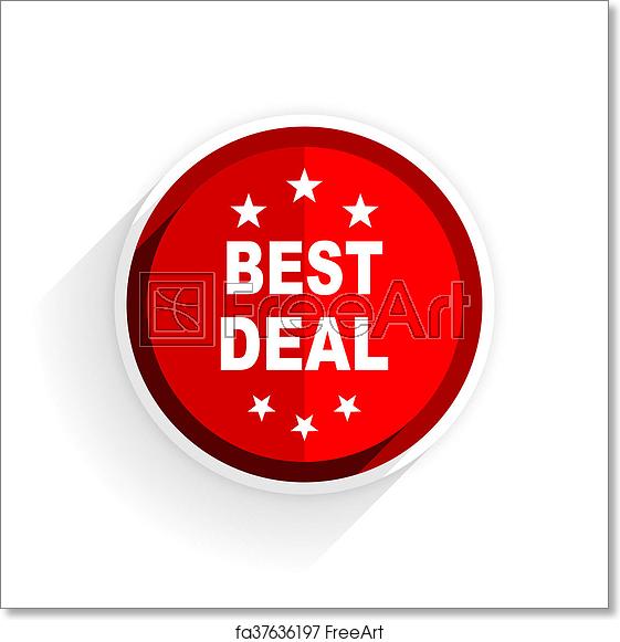 561x581 Free Art Print Of Best Deal Icon, Red Circle Flat Design Internet