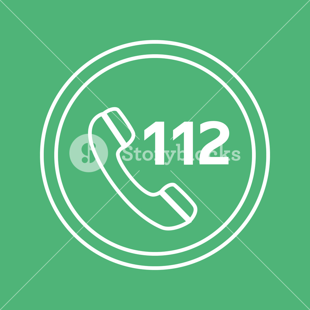1000x1000 Emergency Call White And Green Vector Icon, Circle Flat Design