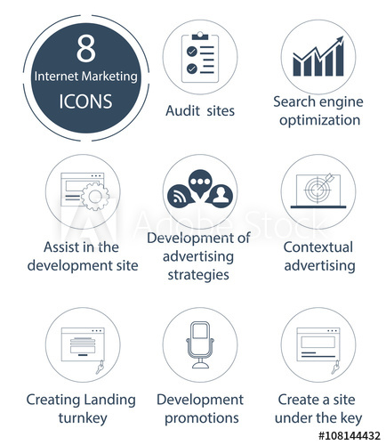 Seo And Internet Marketing Icon Set 434x500 Seo And Internet Marketing Icon Set