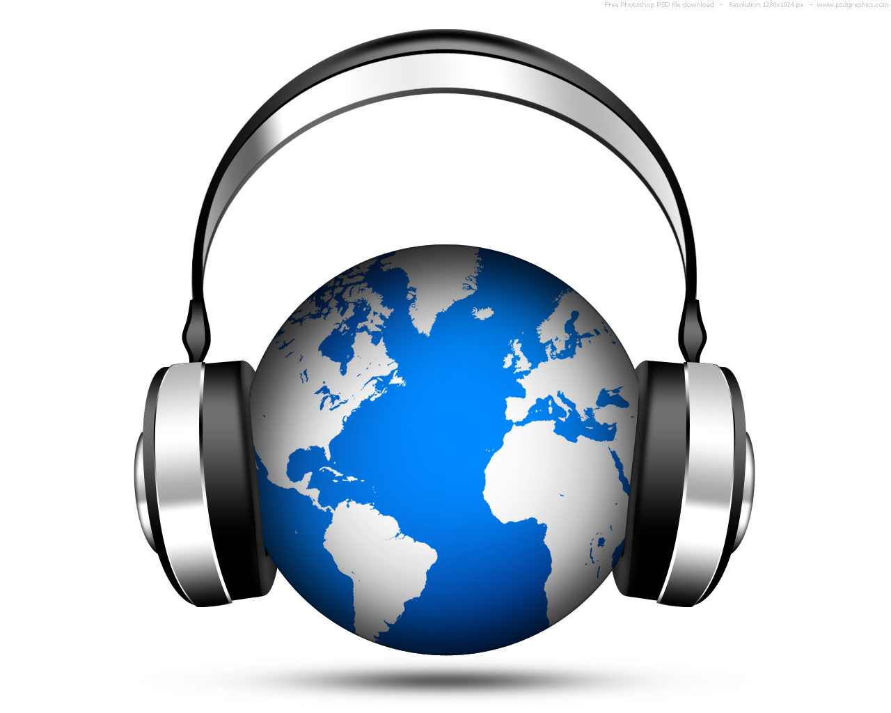 1280x1024 World Music Icon, Globe With Headphones Psdgraphics