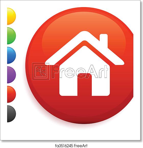 561x581 Free Art Print Of House Icon On Round Internet Button House Icon