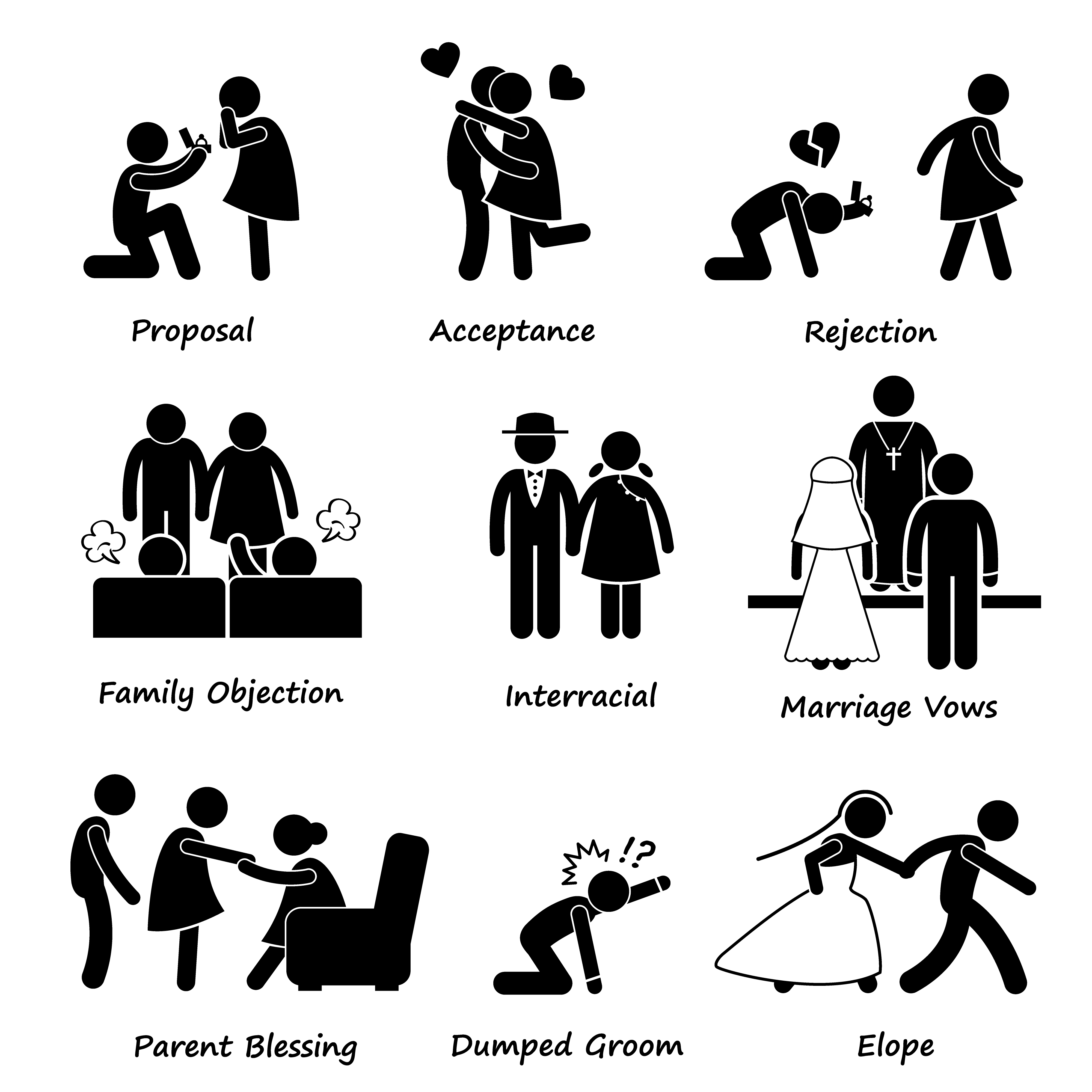 4000x4000 Love Couple Marriage Problem Difficulty Stick Figure Pictogram