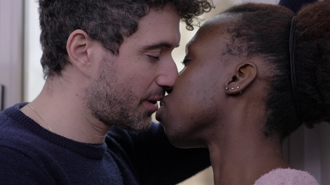 480x270 Romantic Attractive Mixed Couple Kissing Interracial Love Close Up